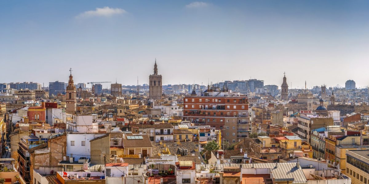 Panoramic view of Valencia historical center from Quart Towers, Spain
