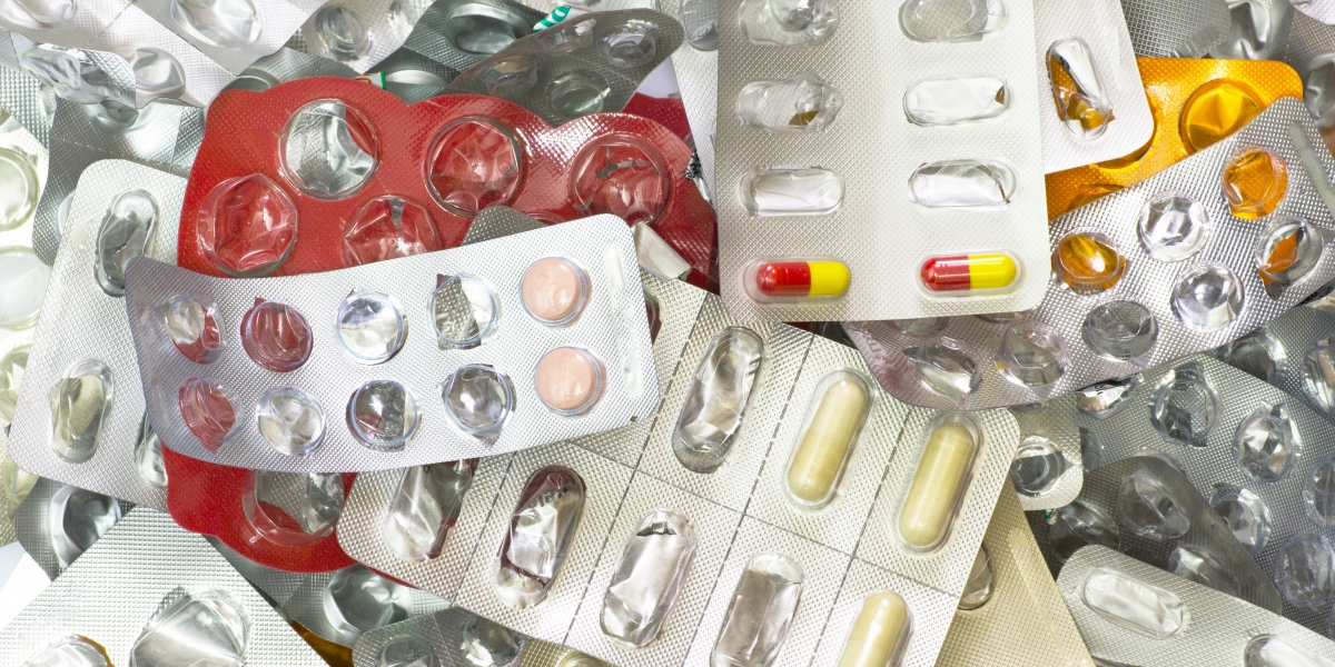 Medical Waste with Empty Blister, Medicines, Capsules and Tablets.